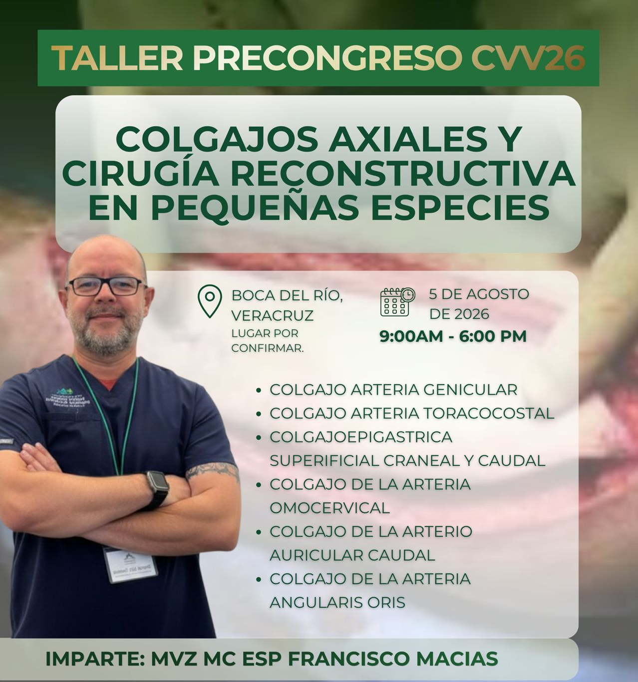 Taller: Colgajos axiales y cirugía reconstructiva en pequeñas especies